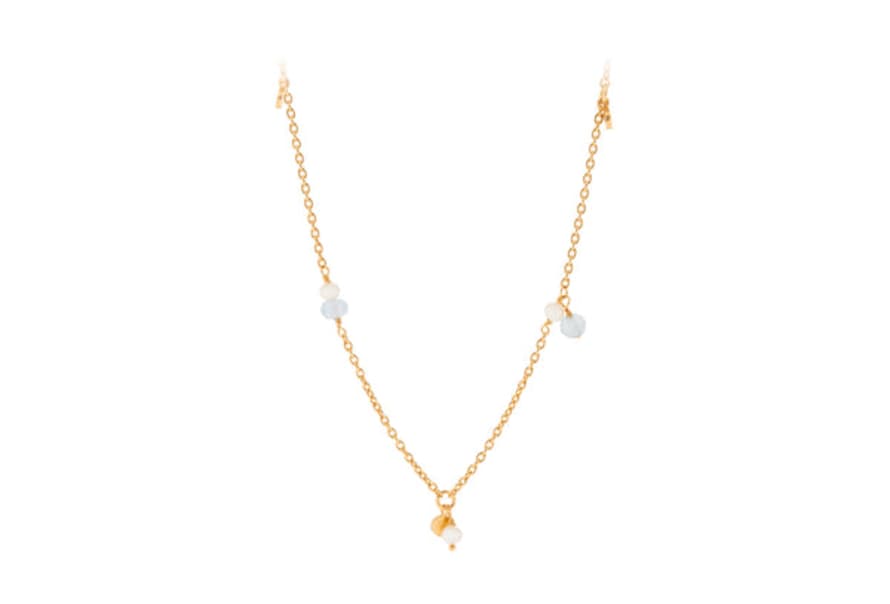 Pernille Corydon Afterglow Sea Necklace In Gold W Freshwater Pearls & Blue Agate