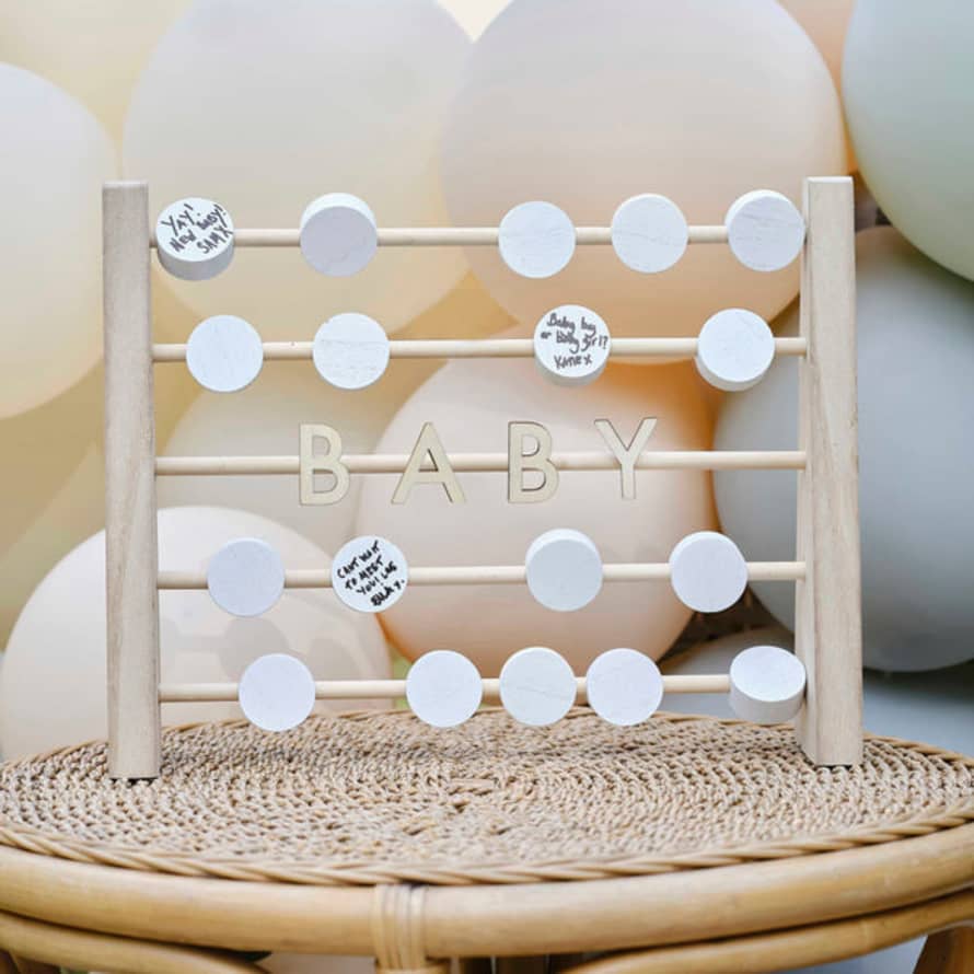 Ginger Ray Wooden Abacus Baby Shower Guest Book