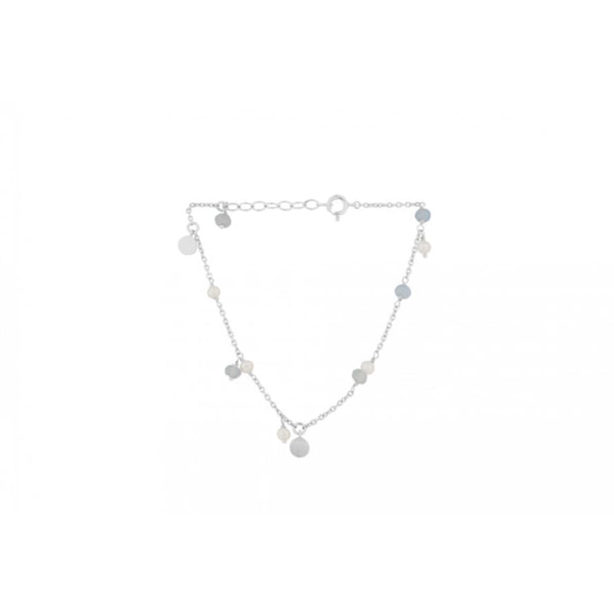 Pernille Corydon Afterglow Sea Bracelet In Silver W Freshwater Pearls & Blue Agate Stones