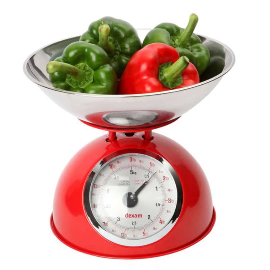 Dexam Mechanical Scales with Stainless Steel Bowl - Red