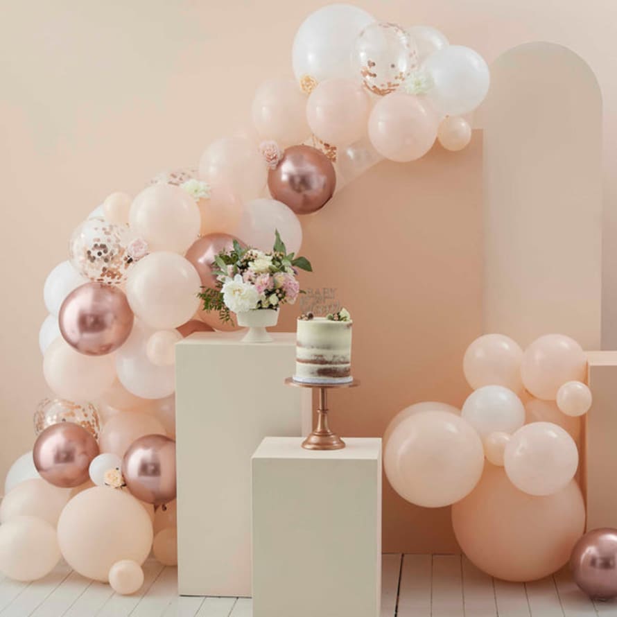 Ginger Ray Peach, White & Rose Gold Balloon Arch