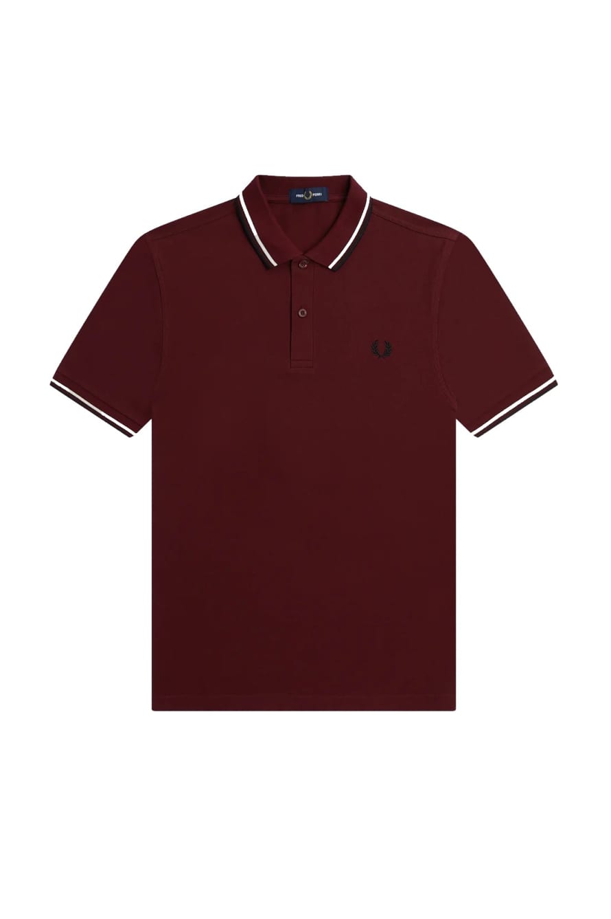 Fred Perry Slim Fit Twin Tipped Polo Oxblood / Crudo / Black