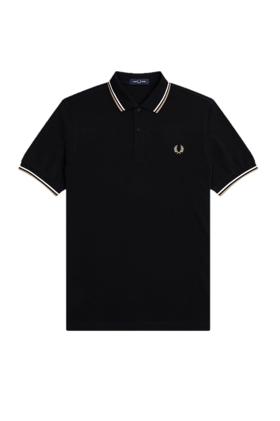 Fred Perry Slim Fit Twin Tipped Polo Black / Snow White / Warm Stone