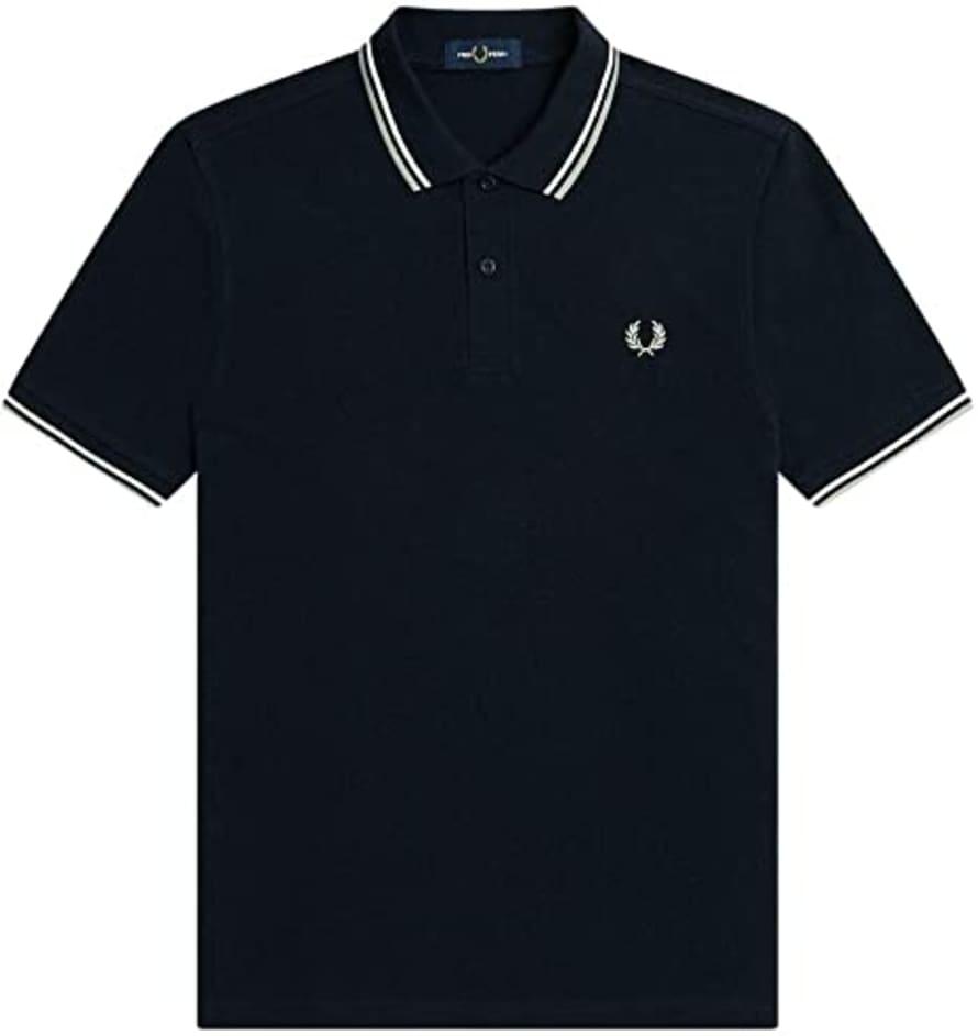 Fred Perry Slim Fit Twin Tipped Polo Navy/ Snow White / Mar Grass