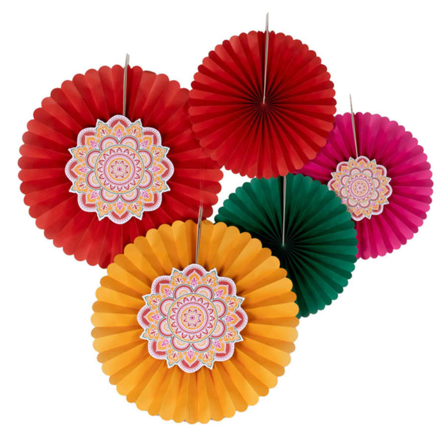 Ginger Ray Multicoloured Diwali Paper Fan Decorations