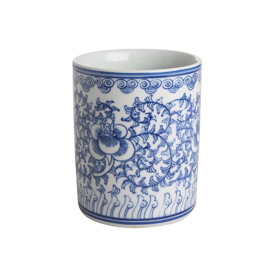 Asia Tides Porcelain Orchid Pot - Blue and White Collection
