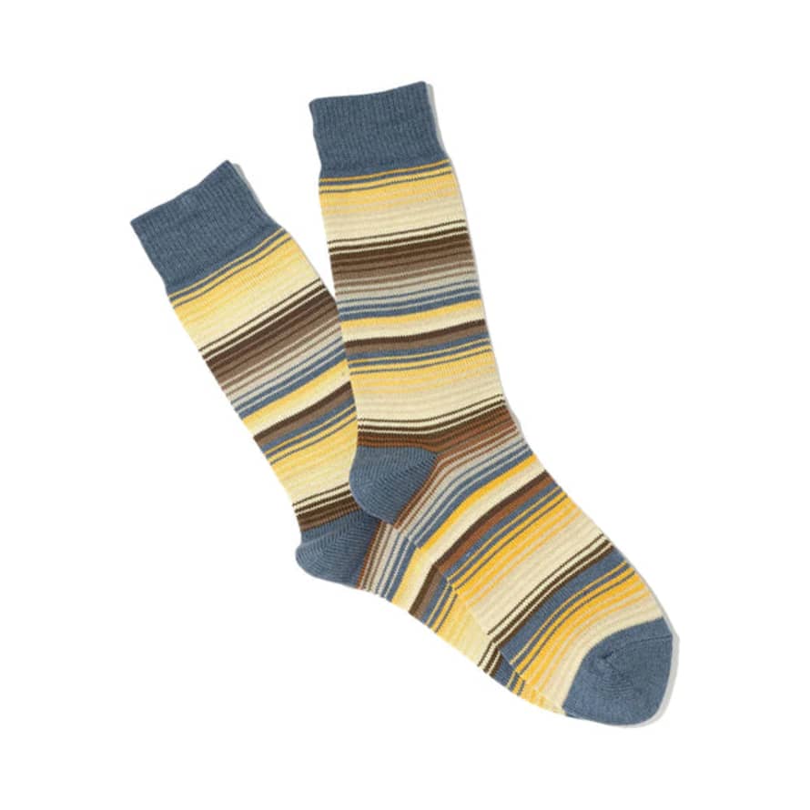 Anonymous Ism  Anonymous-ism Sarape Stripe Sock - Blue Grey