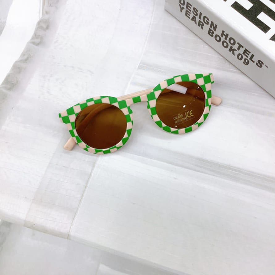 Playhaus Peach & Green Check Kids Sunglasses