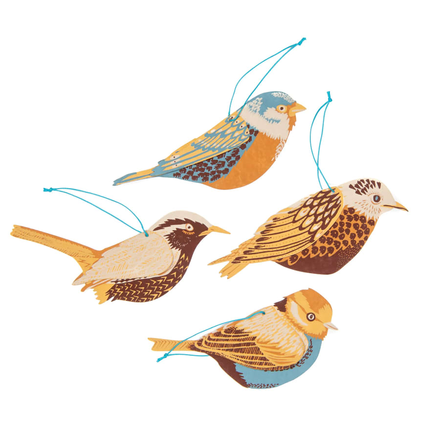 East End Press Set of 4 Spring Birds Paper Decorations