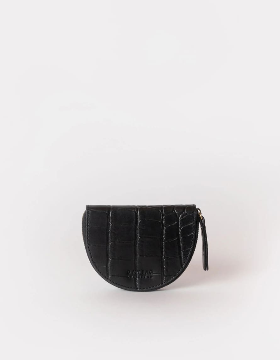 O My Bag  Laura Coin Purse In Black Croco Sustainable Leather