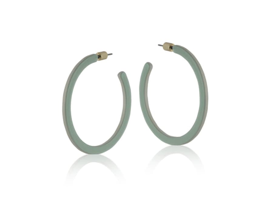 Big Metal Sage Green Resin Hoop Earrings