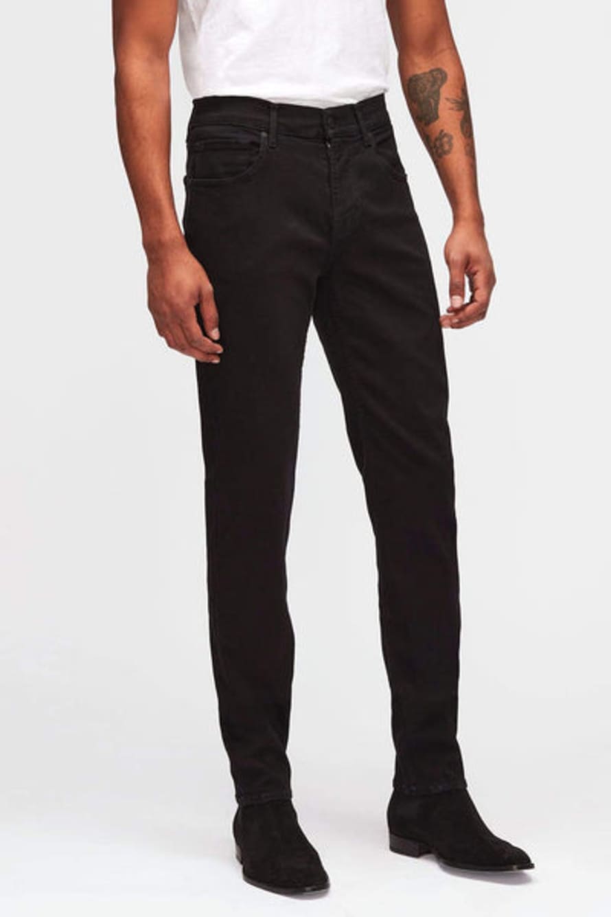 7 For All Mankind  Black Slimmy Tapered Luxe Performance Plus Jeans