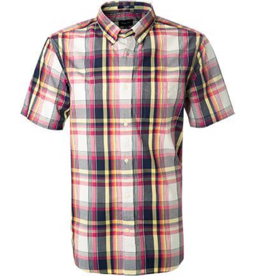 Gant Caberet Pink and Indigo Check Regular Fit Short Sleeves Shirt