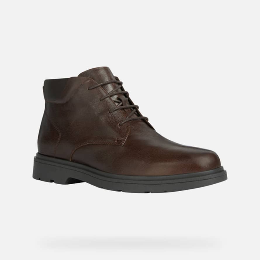 GEOX Coffee Brown Spherica Leather Ankle Boots