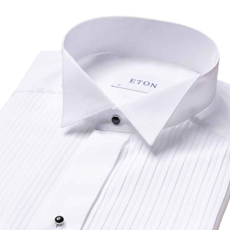 ETON White Plisse Wing Slim Fit Collar Dress Shirt