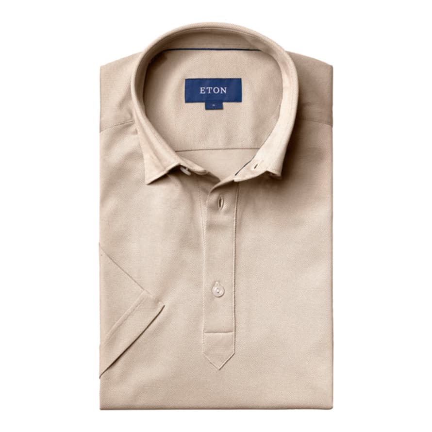 ETON  Off White Slim Fit Pique Cotton Polo Shirt 