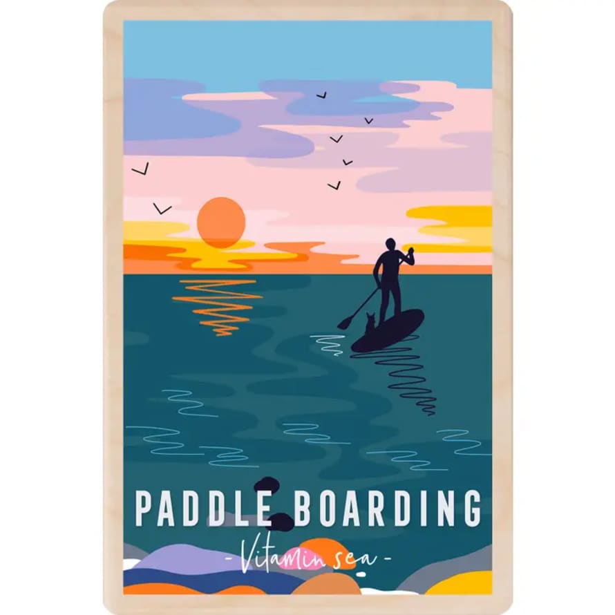 The Wooden Postcard Company Paddle Boarding Wooden Magnet