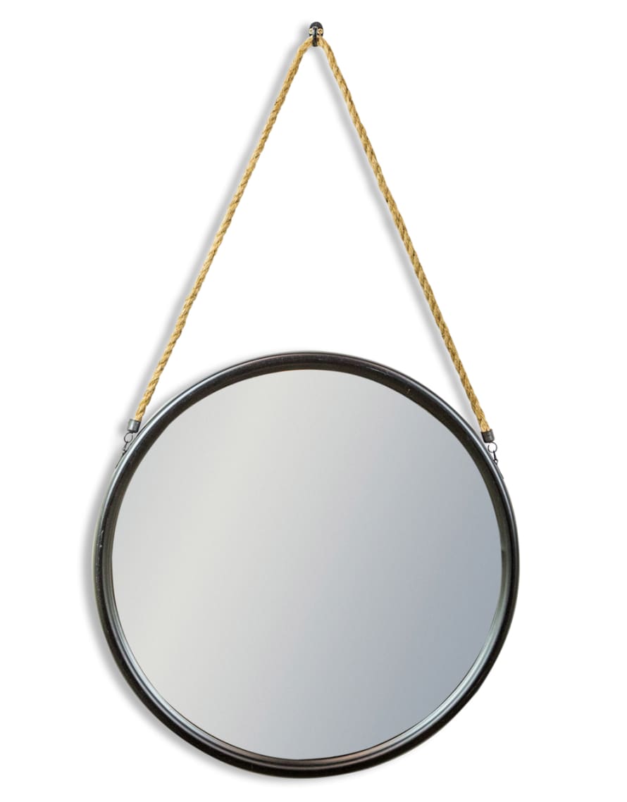 Mc Gowan and Rutherfold BLACK ROUND ROPE MIRROR