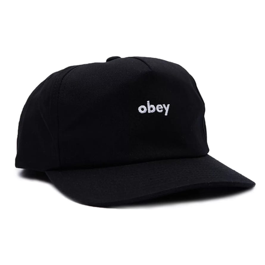 OBEY Lowercase 5 Panel Snapback Cap - Black