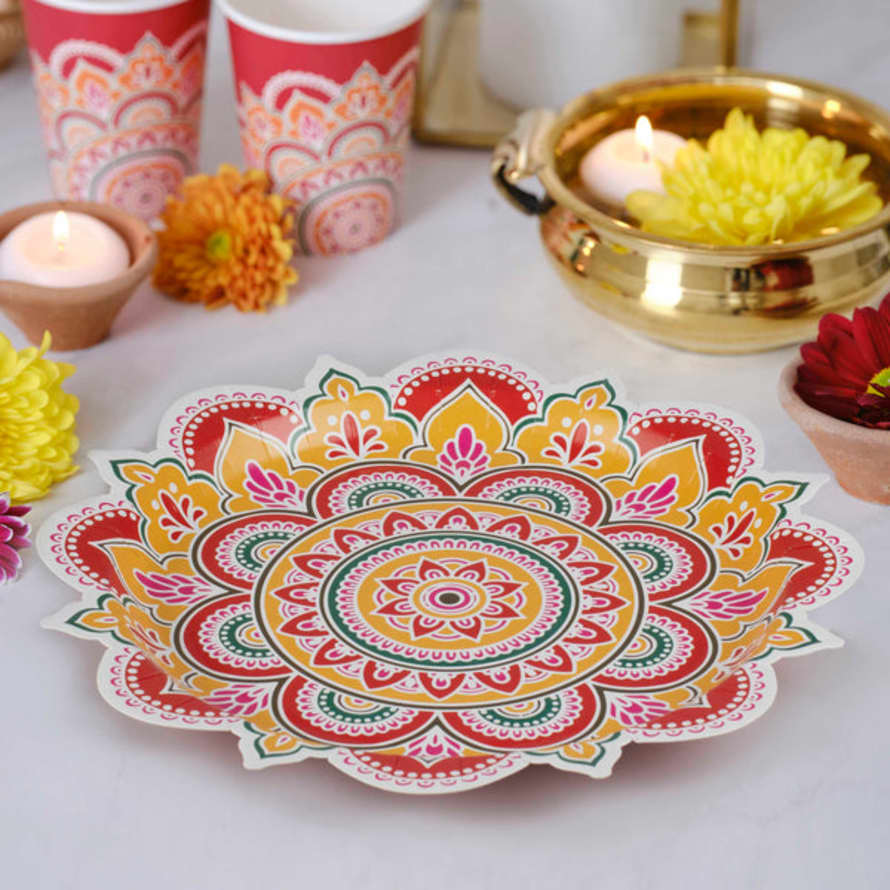 Ginger Ray Multicoloured Paper Diwali Plates..