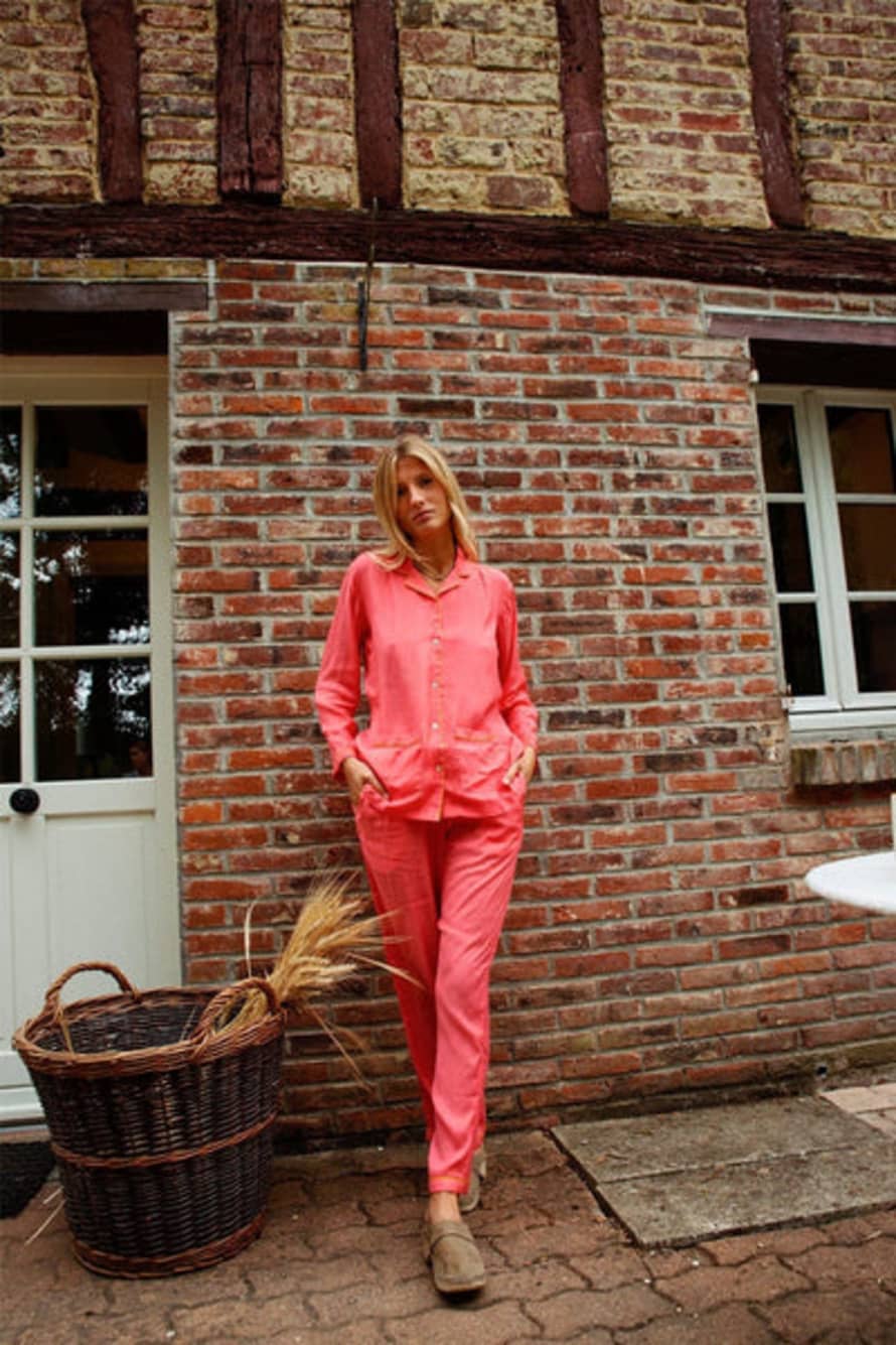 Germaine Des Pres Camille Silk Pyjamas - Pink