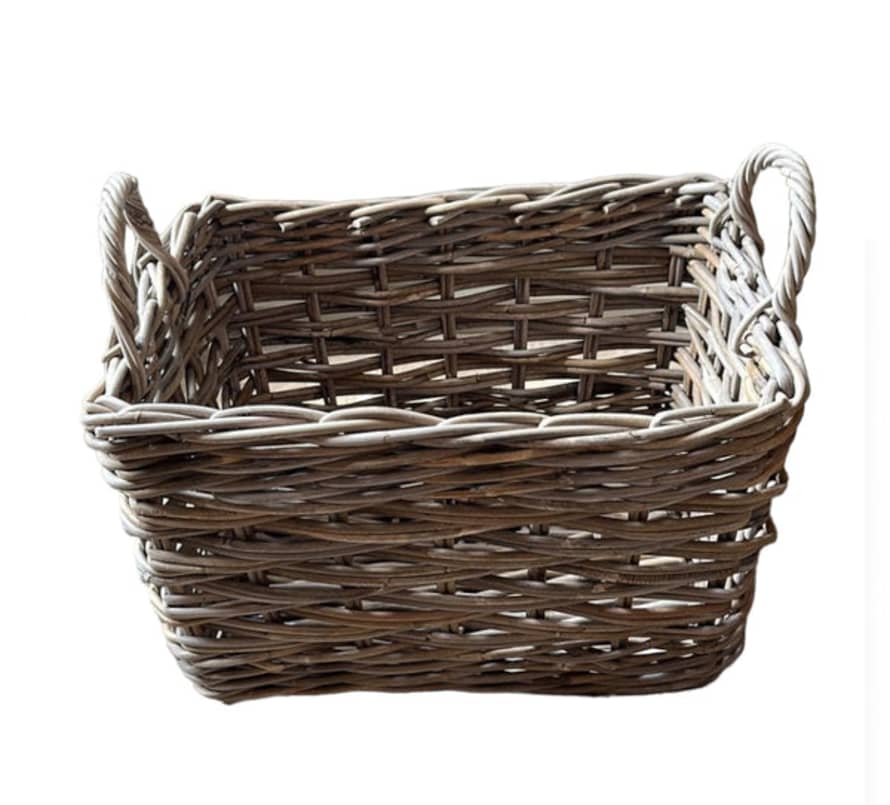 Bramley & White Kubu Rectangular Rattan Lattice Basket - Medium