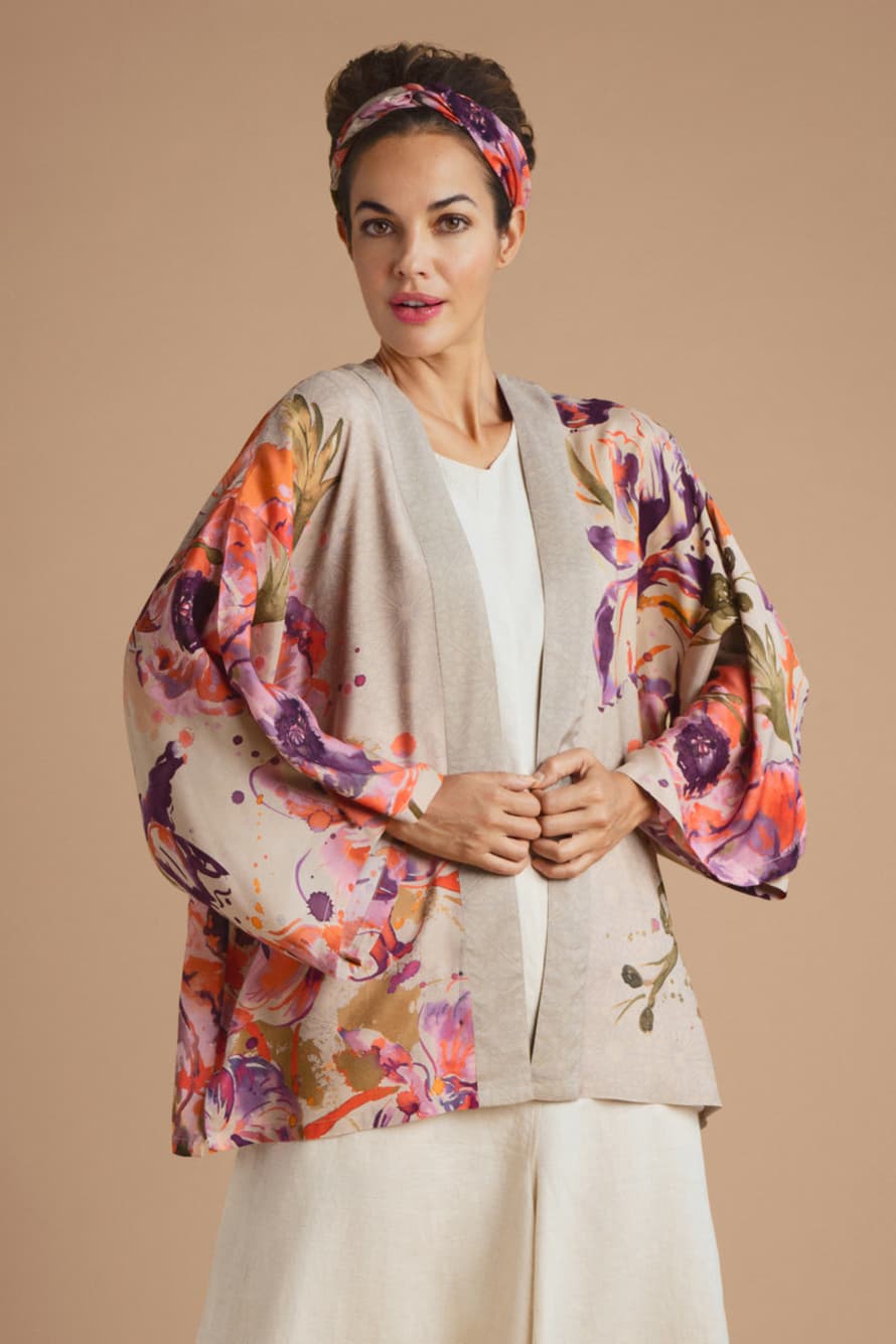 Powder Designs Powder Design Orchid & Iris Kimono Jacket In Coconut