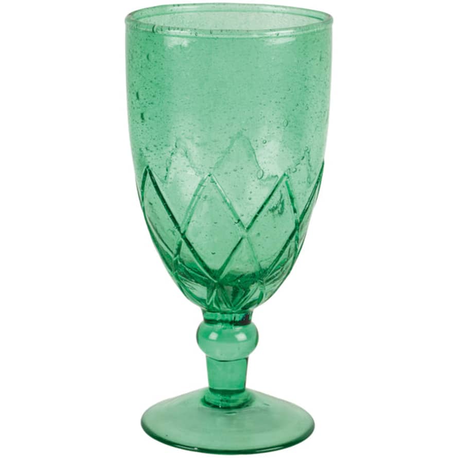 Grand Illusions Recycled Bubble Wine Glass In Sea Green