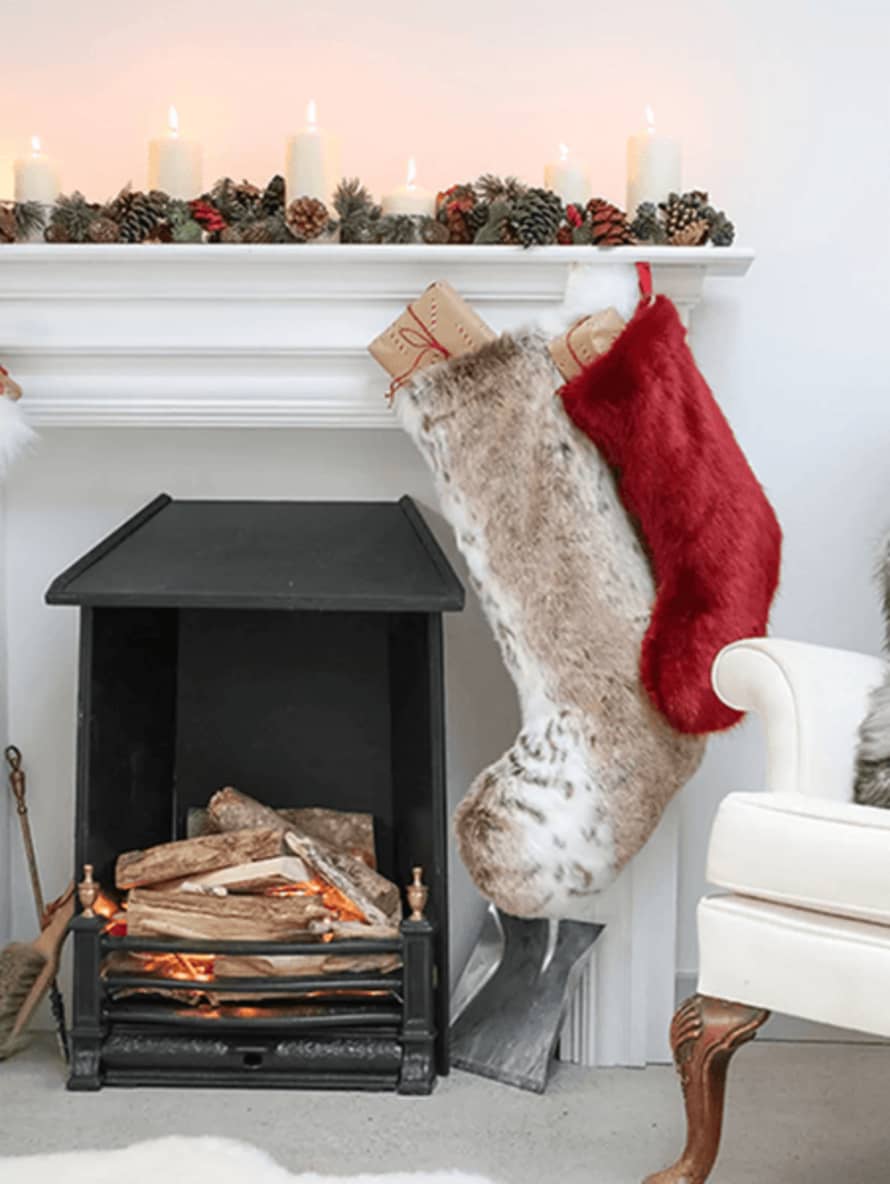 Helen Moore Large Lynx Faux Fur Christmas Stocking