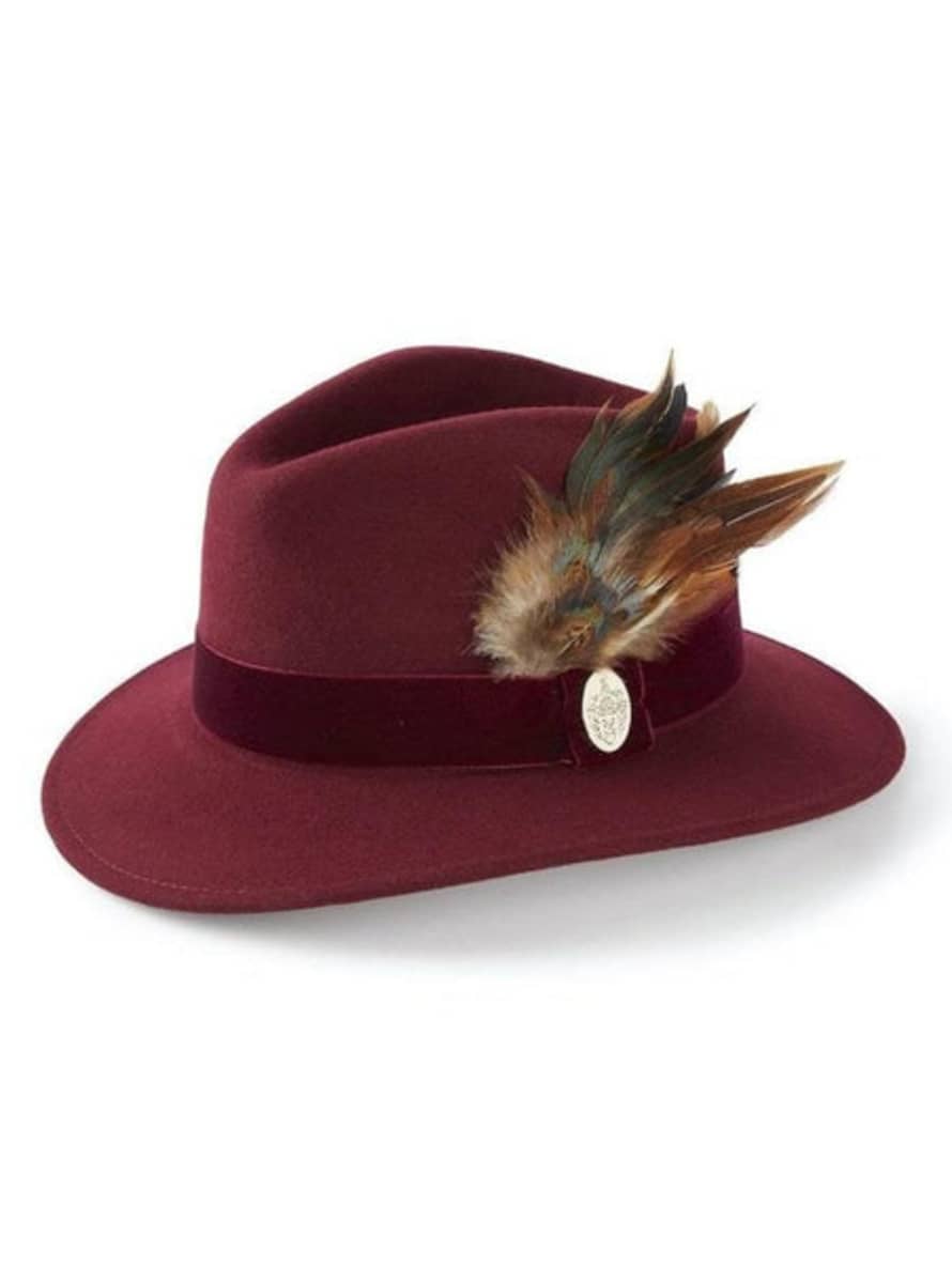 Hicks and Brown Maroon Chelsworth Fedora with Velvet Band