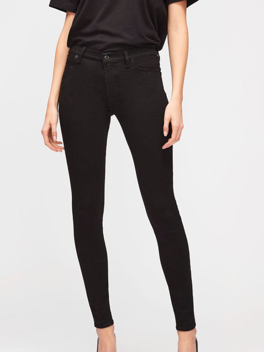 7 For All Mankind  High Waist Illusion Luxe Black Slim Skinny Jeans