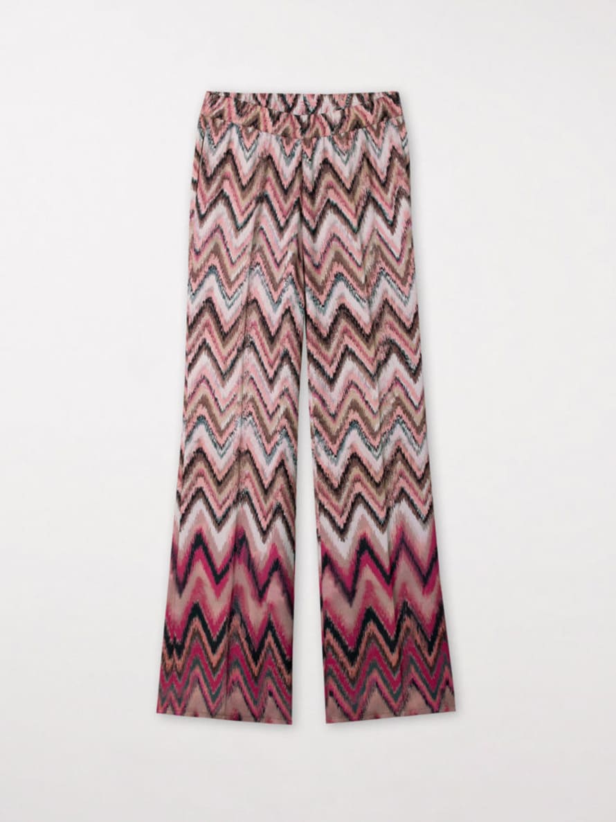 Luisa Cerano Pink and Barolo Zig Zag Printed Trousers