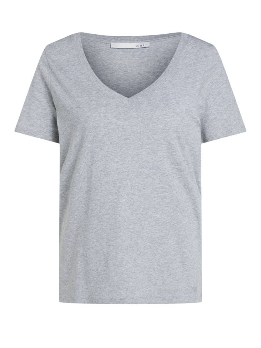 Oui Grey V Neck T Shirt
