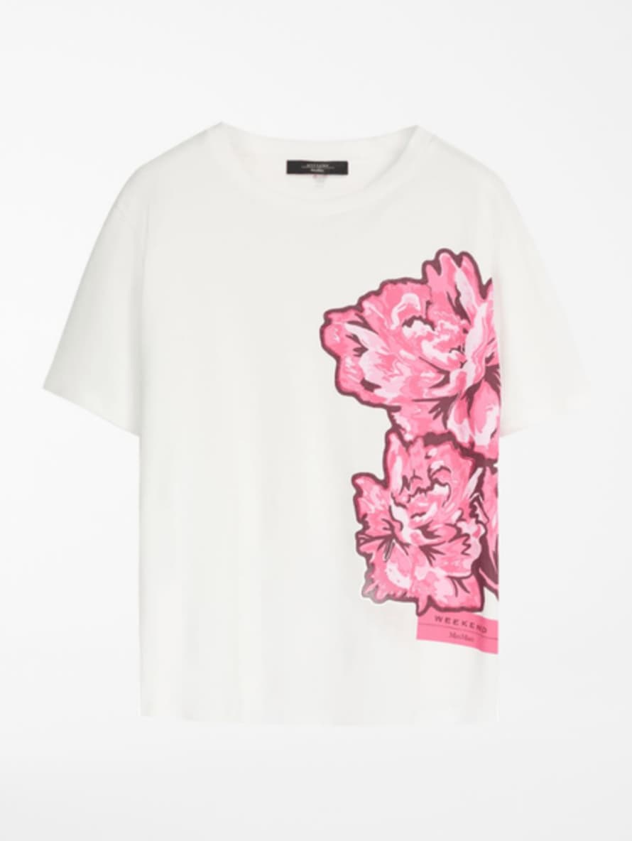 Weekend By Max Mara White Floral Weekend T By Max Mara Volume T-shirt