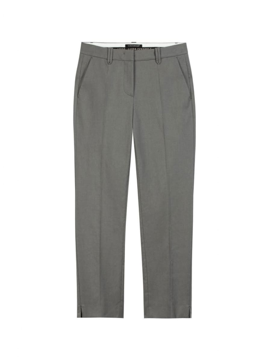 Luisa Cerano Grey Slim Tailored Cotton Trousers 