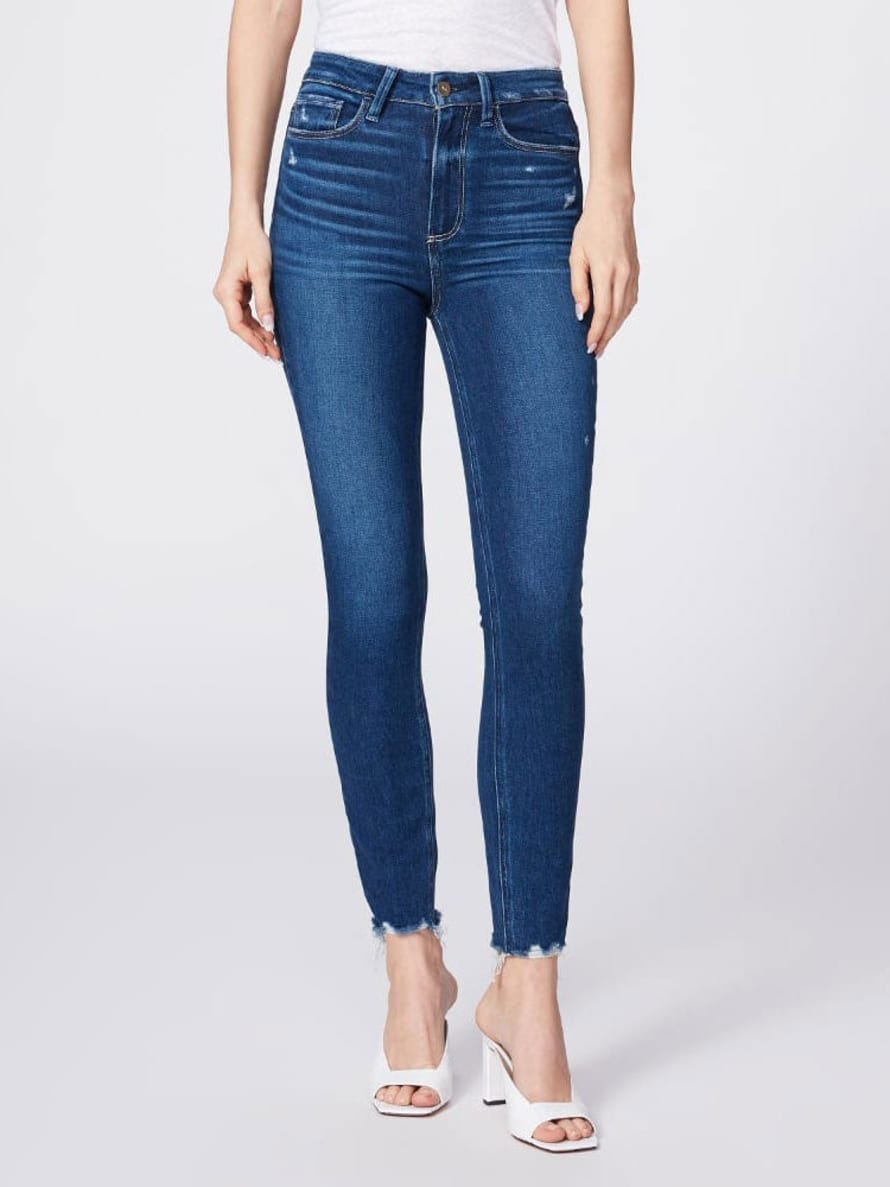 Paige  Blue Margot Ankle Jeans With Raw Hem 