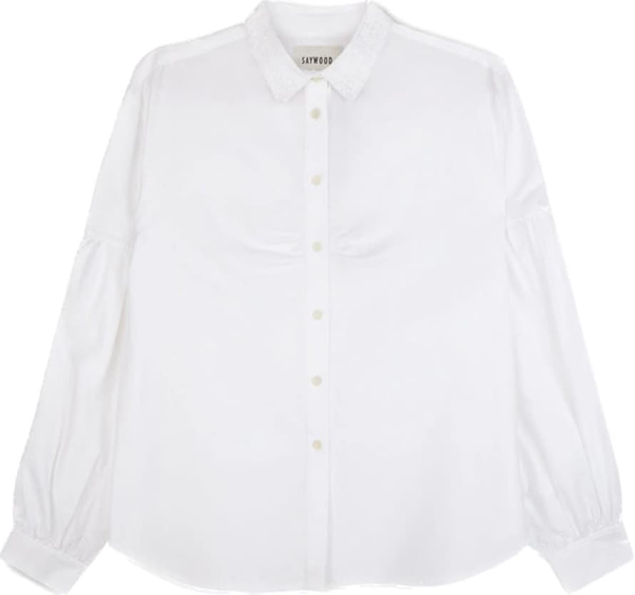 Saywood Edi Volume Sleeve Shirt In White Cotton Bamboo