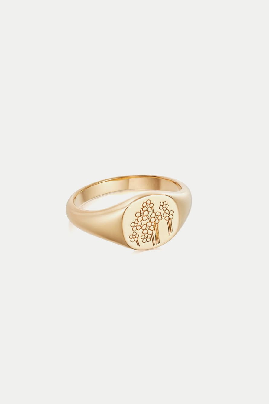 Daisy London Gold Forget Me Not Signet Ring