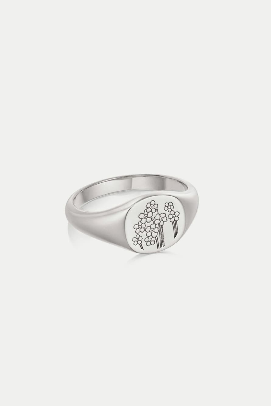 Daisy London Silver Forget Me Not Signet Ring