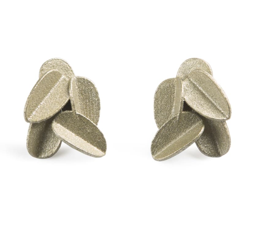 Maison 203 White Gold 3D Printing Leaves Earrings