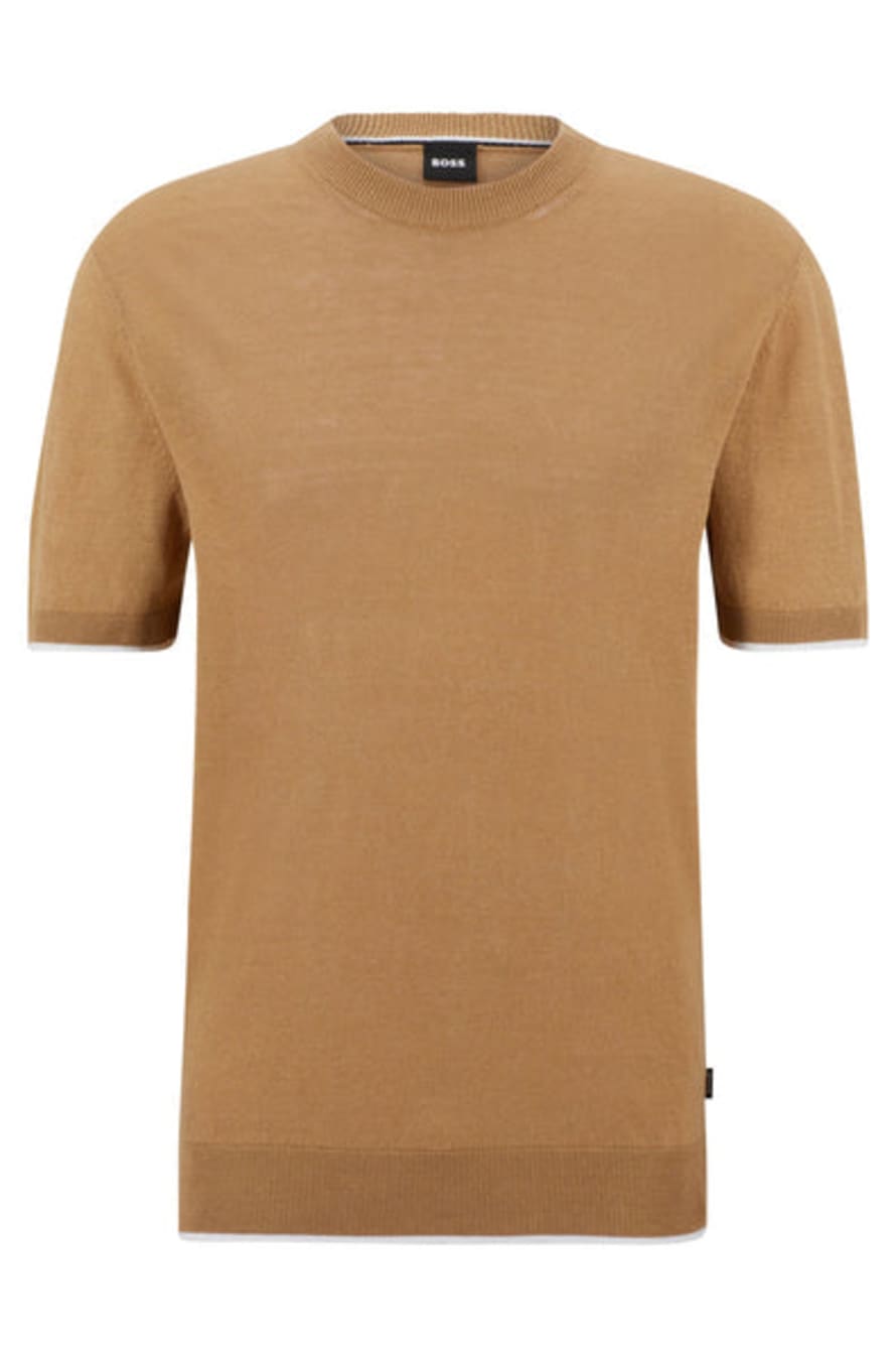 Hugo Boss Boss - Giacco Medium Beige Linen Blend Knitted T-shirt 50486728 260