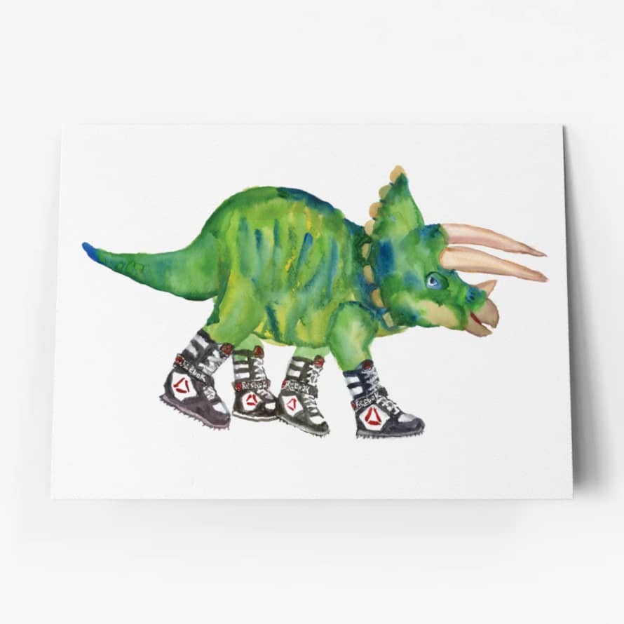 Rosie Webb  Triceratops in High Tops Birthday Card