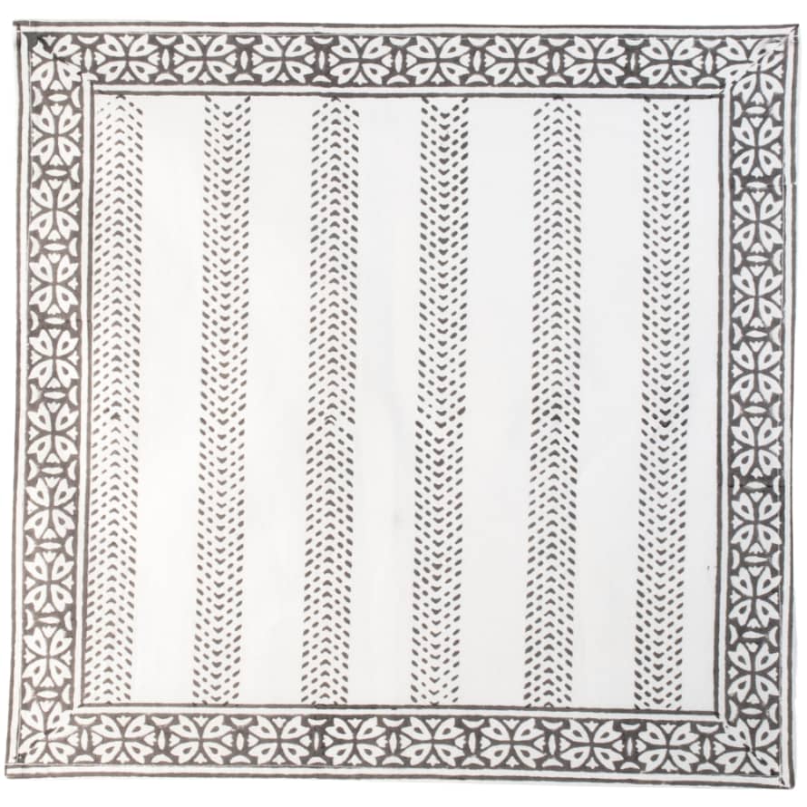 Grand Illusions Misty Grey Cotton Hand Block Printed Napkin