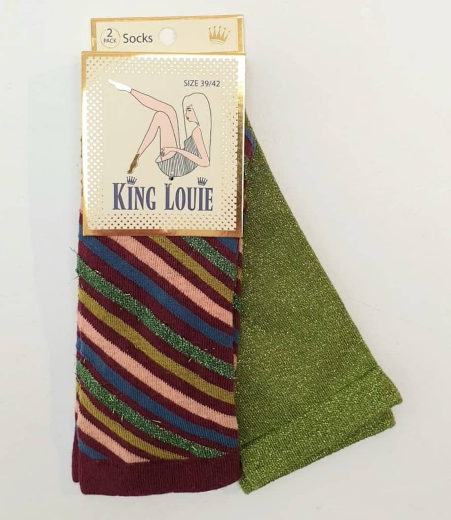 King Louie Pack of 2 Porto Red Cabana Socks