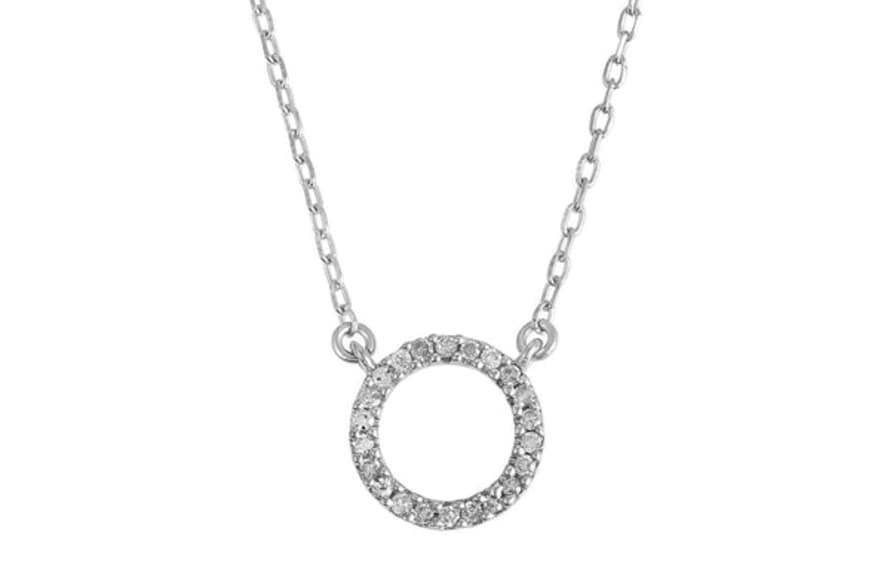 PureShore Silver with White Diamonds Eos Halo Necklace