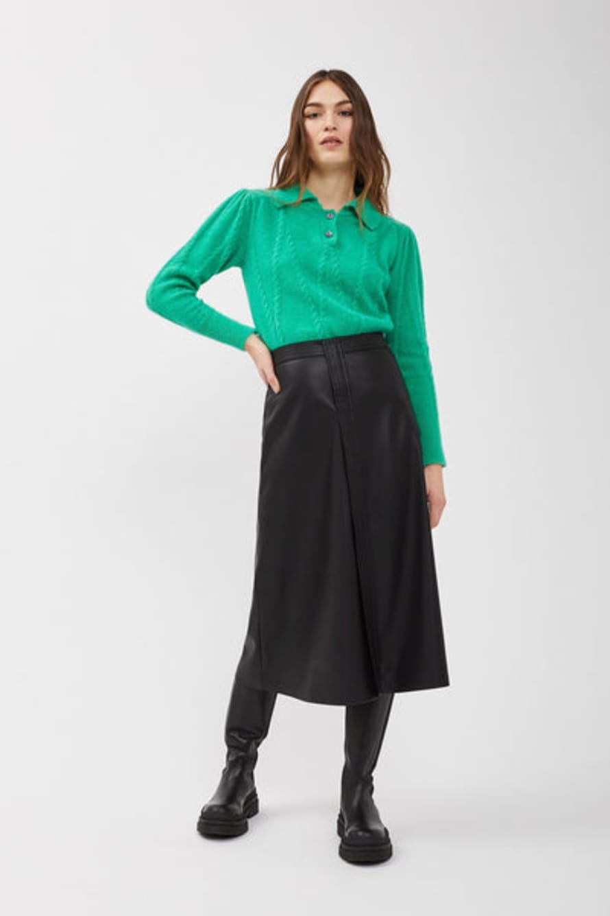 Ottod'Ame  Black Faux Leather Skirt