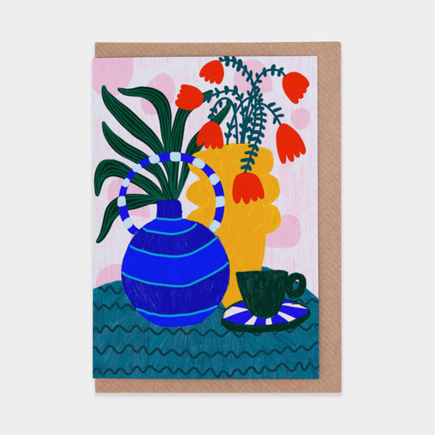 Teresa Rego Tulips And Coffee Greetings Card