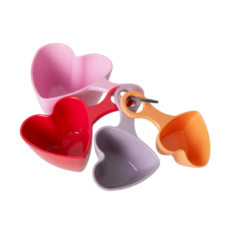 rice Heart Shaped Measuring Scoops - Set Of 4 In Pinks