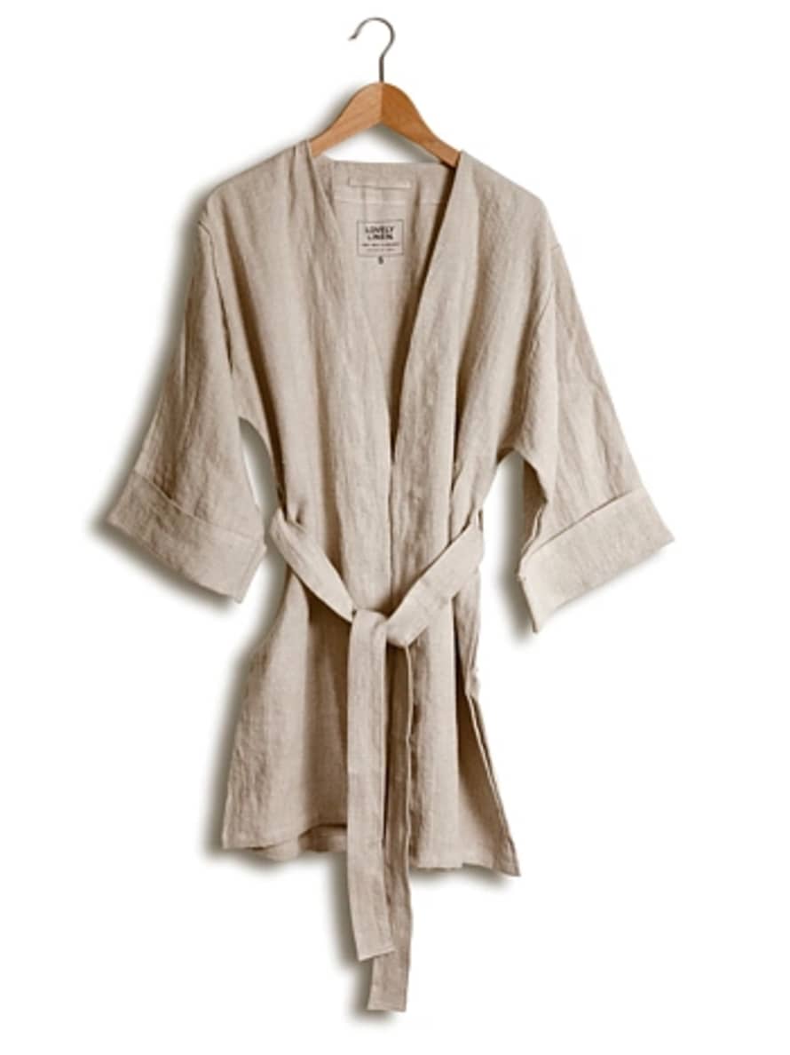 Lovely Linen 100% Pure European Linen Unisex Kimono Dressing Gown 