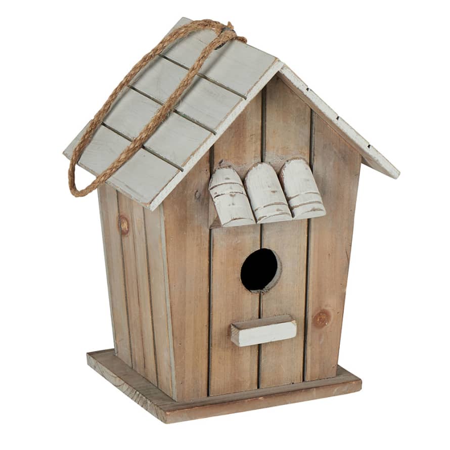 COUNTRY CASA Wooden Birdhouse White Roof